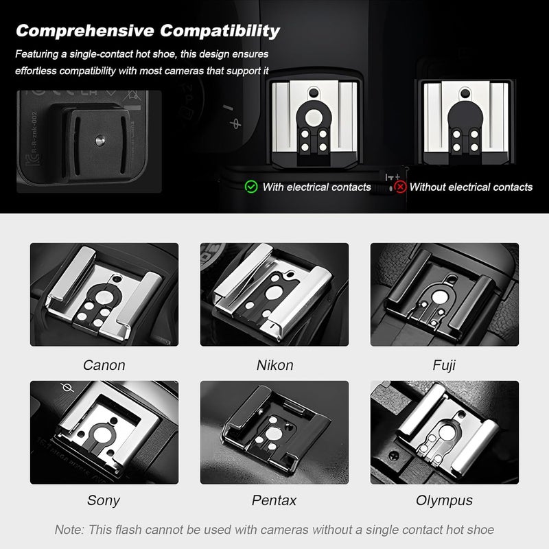 ZENIKO ZF08 Aluminum Mini Camera Flash Speedlite On Camera with Diffuser, 440 Full-Power Flashes 2.5S Recycle Mini Manual Flash for Canon/Sony zv1/Sony zve10 /Ricoh gr3/Nikon/Fuji f1 - Image 4
